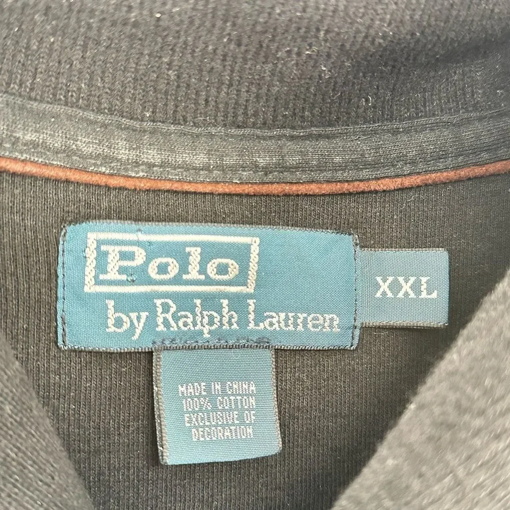 Polo Ralph Lauren Mens XXL Black Pull Over 1/4 Button Cowl Neck Sweater Pullover